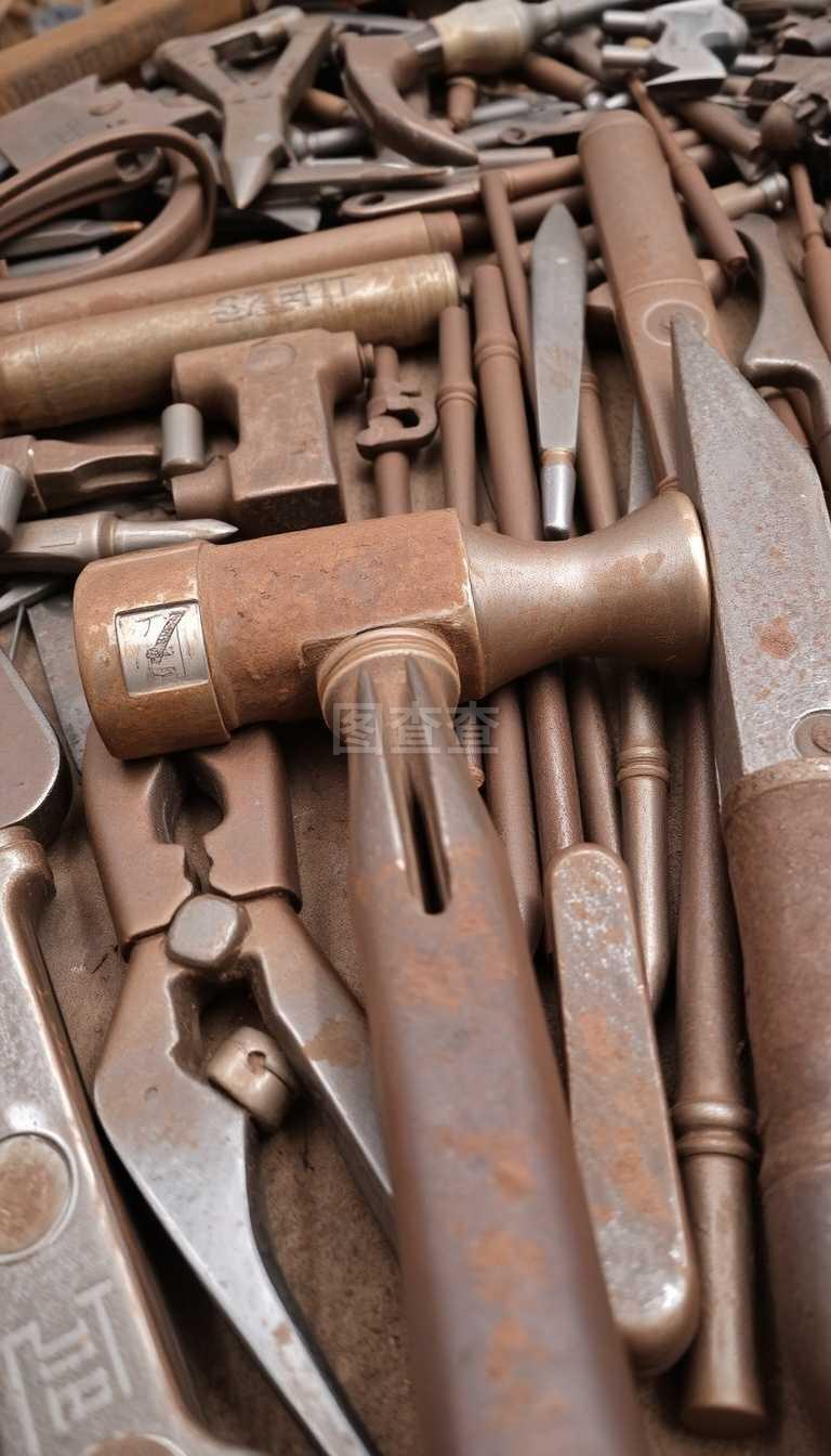 各种生锈的金属工具